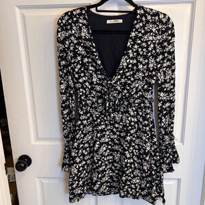 Women's The East Order Floral Dress XS Black White